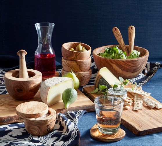 Olive Wood Salad Bowl Pottery Barn, Wooden Salad Bowl Sets Pottery Barn