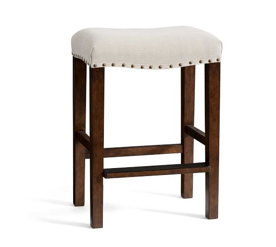 Manchester Backless Upholstered Bar, Backless Fabric Counter Stools
