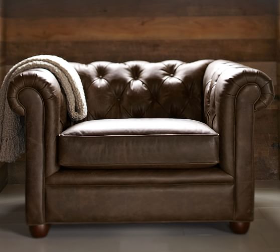 Chesterfield Roll Arm Leather Armchair, Chesterfield Style Sofa Leather
