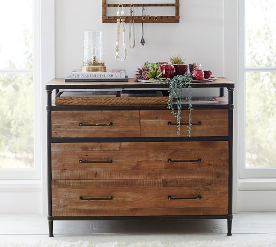 Juno Reclaimed Wood 4 Drawer Dresser, 4 Drawer Wood Dresser