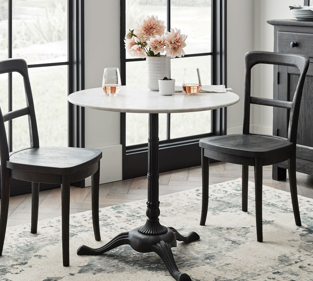 Rae Round Marble Pedestal Bistro Dining, Small Round Cafe Table And Chairs