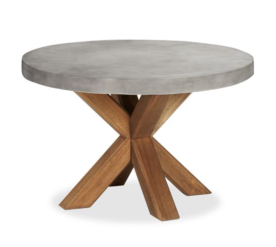 Abbott Indoor Outdoor 48 Concrete Fsc Acacia Round Dining Table Brown Pottery Barn Acacia Round Dining Table Brown, Concrete Round Dining Table For 6