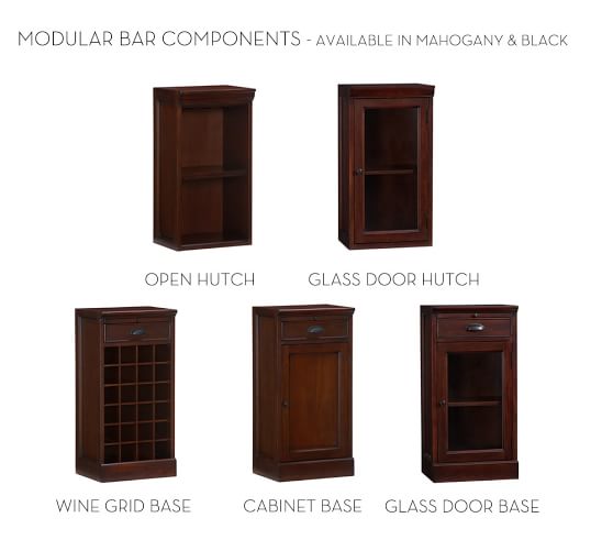 Modular Bar Collection Pottery Barn, Component Cabinet With Glass Doors