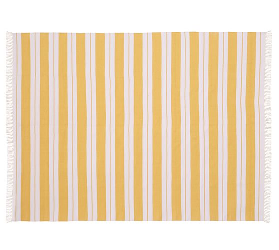 Kilner Stripe Recycled Yarn Indoor, Yellow Striped Rug