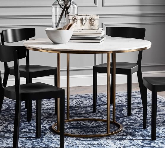 Delaney Round Marble Pedestal Dining, Small Round Faux Marble Dining Table