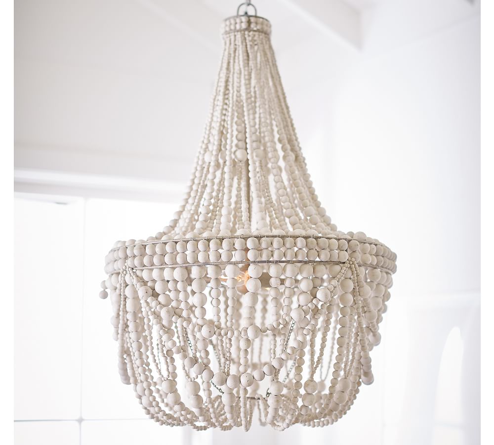 Francesca Wood Bead Chandelier Pottery Barn