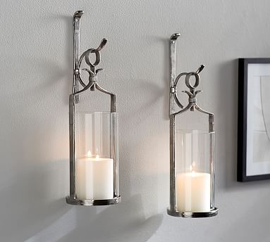 Artis Wall Mount Candle Holder Silver Pottery Barn - Wall Mounted Candle Lanterns Uk