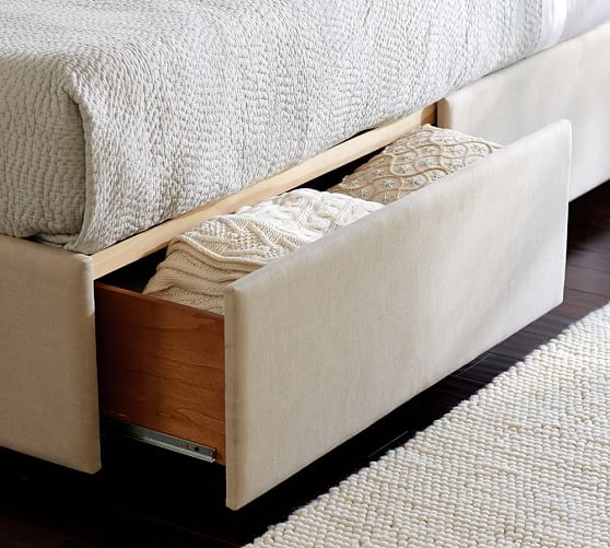 Upholstered Storage Platform Bed With, Fabric King Bed Frame With Storage