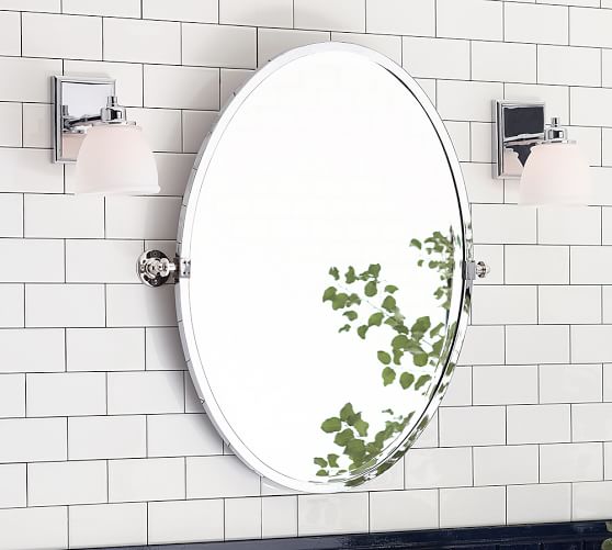 Kensington Pivot Oval Wall Mirror Pottery Barn - Oval Wall Mirror Bathroom