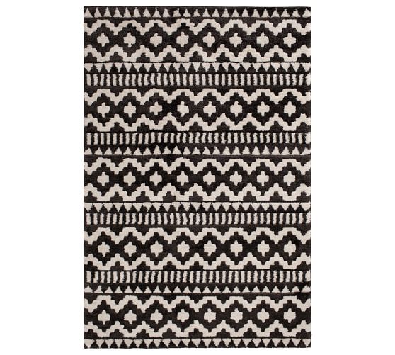 Reibel Synthetic Rug Pottery Barn, Black And Cream Rugs