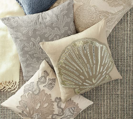 pottery barn gray pillows
