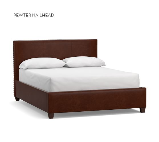 Raleigh Square Leather Bed, Leather King Size Headboard