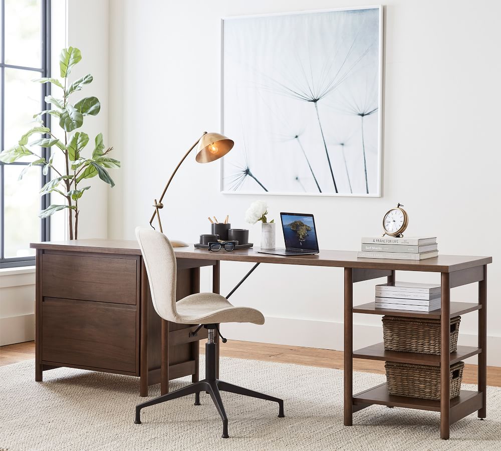 Burke Upholstered Swivel Desk Chair | Pottery Barn