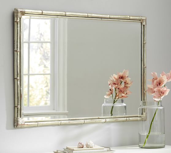 Bamboo Silver Gilt Wall Mirror, Mirror With Silver Frame