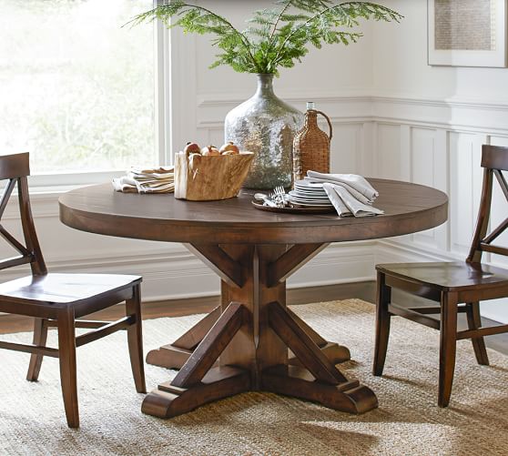 Benchwright Round Pedestal Dining Table, Pottery Barn Round Table