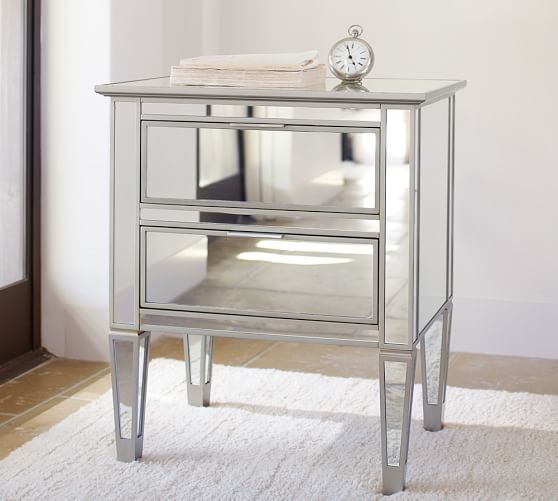 Park 24 Mirrored Nightstand Pottery Barn, Small Mirrored Nightstand For Bedroom