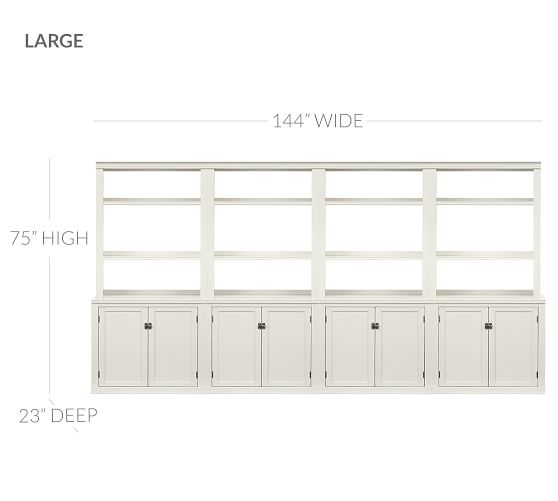 Logan Wall Bookcase With Doors, 36 Wide Bookcase With Glass Doors