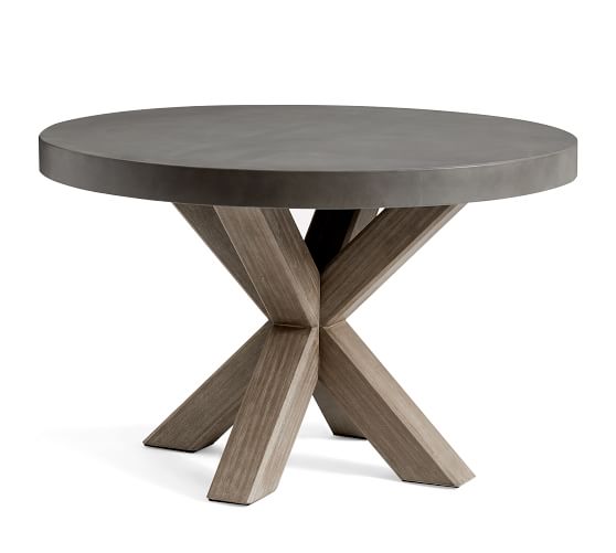 Acacia Round Dining Table Gray, Grey Round Dining Table