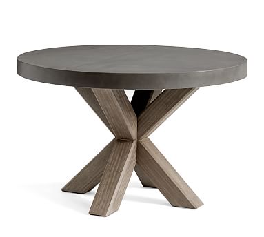 Abbott 48 Concrete Fsc Acacia Round Dining Table Gray Pottery Barn Acacia Round Dining Table Gray, Round Gray Dining Table
