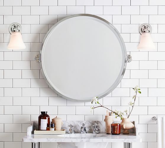 Kensington Pivot Round Wall Mirror, Large Round Tilting Bathroom Mirror