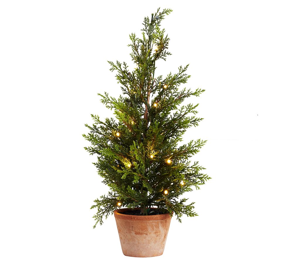 Prelit potted faux juniper tree christmas tabletop tree