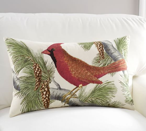 Winter Fauna Cardinal Lumbar Decorative, Pottery Barn Red Cardinal Duvet Cover