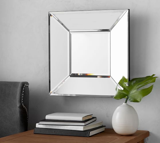 Beveled Glass Square Mirror 19 X, Beveled Glass Edge Mirror