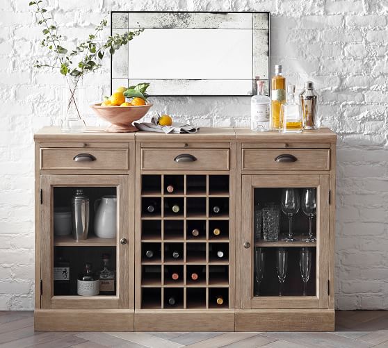 Modular Bar 54 Buffet With Wine Grid, Pottery Barn Wine Cabinet