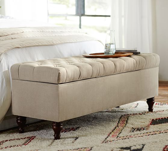 Lorraine Tufted Upholstered Queen, Living Room Storage Bench