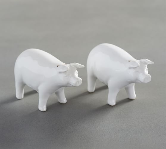 Hand Painted Figural Pigs Ceramic Salt and Pepper Shakers