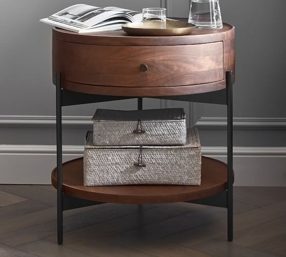 Warren 22 Round Nightstand Pottery Barn, Round Wooden Bedside Tables