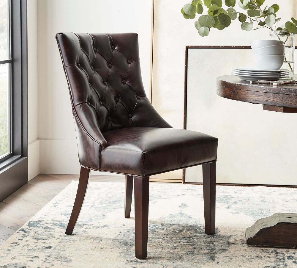 Hayes Tufted Leather Dining Chair, Cleaning Leather Dining Chairs
