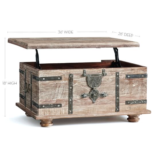 Kaplan Reclaimed Wood Lift Top Coffee, Wooden Storage Chest Coffee Table