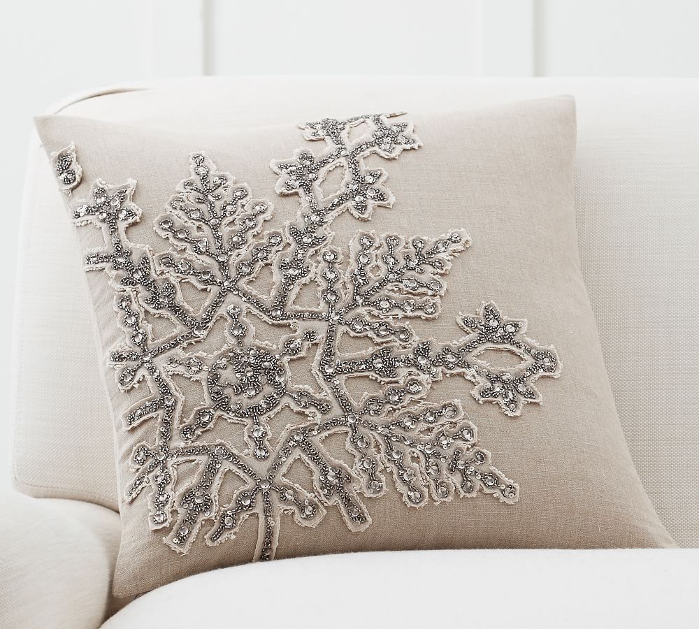 beaded snowflake pillow