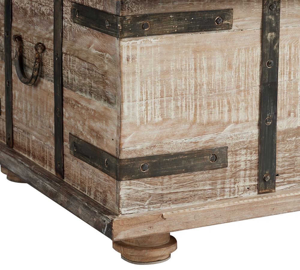 Kaplan Reclaimed Wood LiftTop Trunk Coffee Table, Reclaimed White Wash