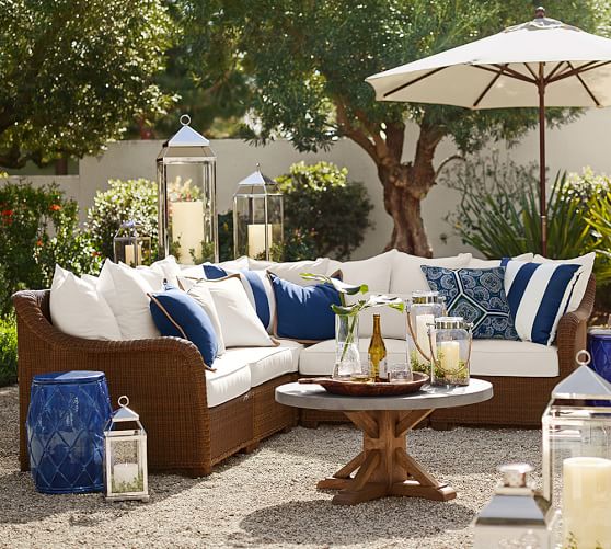 Palmetto All Weather Wicker Outdoor, Pottery Barn Outdoor Sectional Cushions