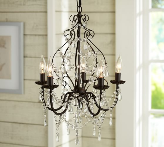 metal chandelier with glass crystals