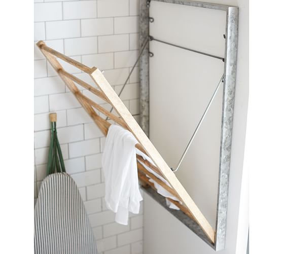 Galvanized Wall Mount Laundry Drying Rack Pottery Barn - Wall Mounted Drying Rack For Clothes