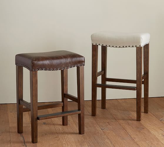 Manchester Backless Bar Counter, Backless Bar Stools Leather Seat