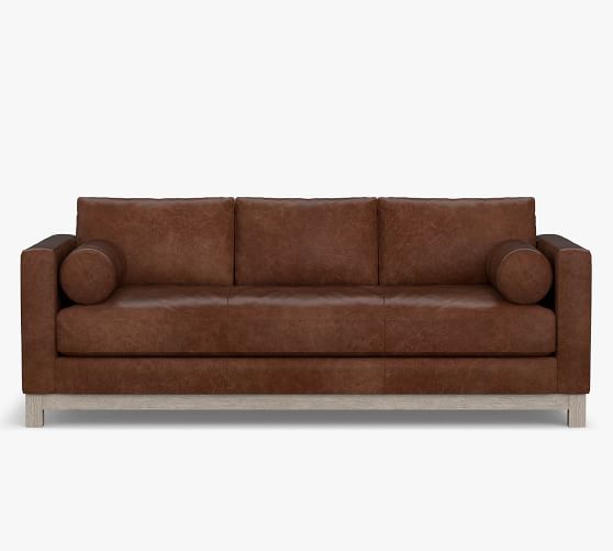 Jake Leather Bolster Cushion Sofa With, Tan Leather Bolster Cushion Covers