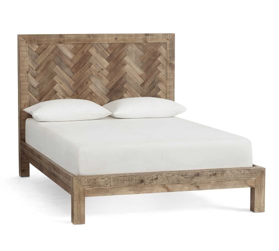 Hensley Reclaimed Wood Platform Bed, Chevron Wood Bed Frame