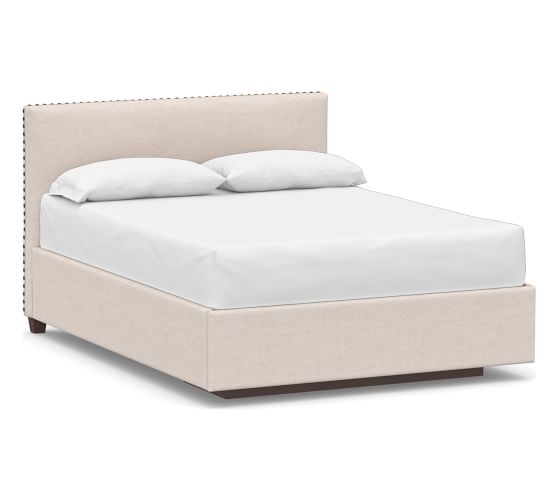 Raleigh Square Upholstered Low, Metal Bed Frame Vancouver Bc