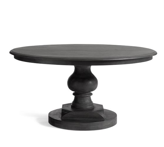 Nolan Round Pedestal Dining Table, Black Round Pedestal Dining Table