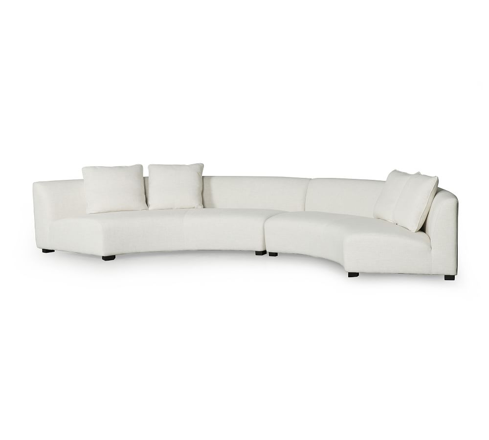 Cambria 2 Piece Rounded Sectional Dover, Crescent Shaped Couch Sofa Beds