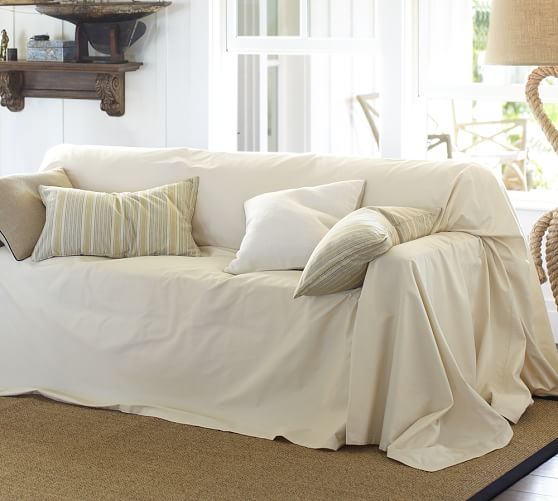Dropcloth Loose Fit Slipcover Twill, How To Fit Loose Sofa Covers