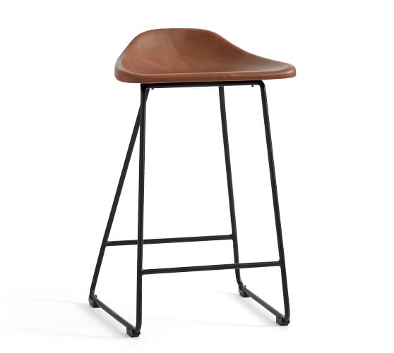 Brenner Leather Bar Counter Stool, Pottery Barn Leather Bar Stools
