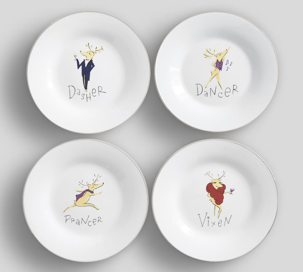 Set of Nine Reindeer Plates shops By Pottery Barn