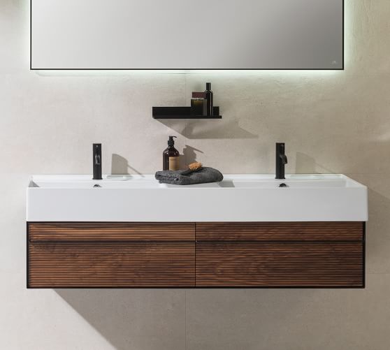 Kiran 55 Double Sink Vanity Pottery Barn, What Is The Size Of A Double Sink Vanity