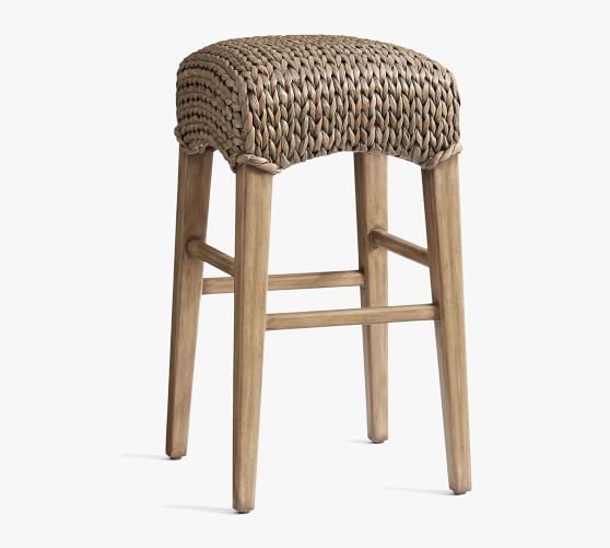 Seagrass Backless Counter Stool, Gray Backless Counter Stools