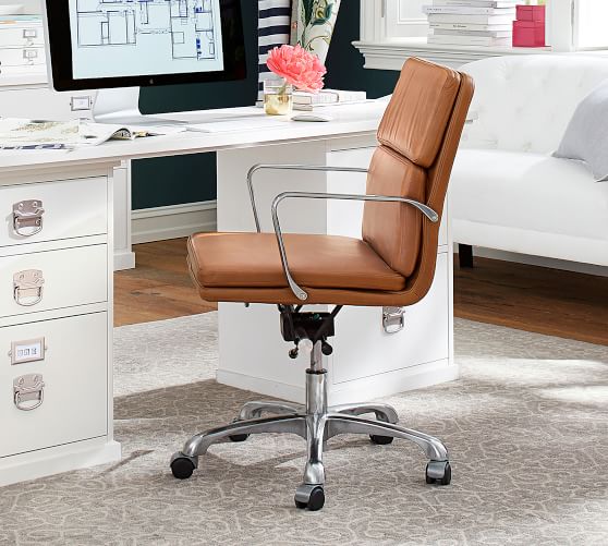 Nash Leather Swivel Desk Chair, Leather Office Desk Chair With Wheels